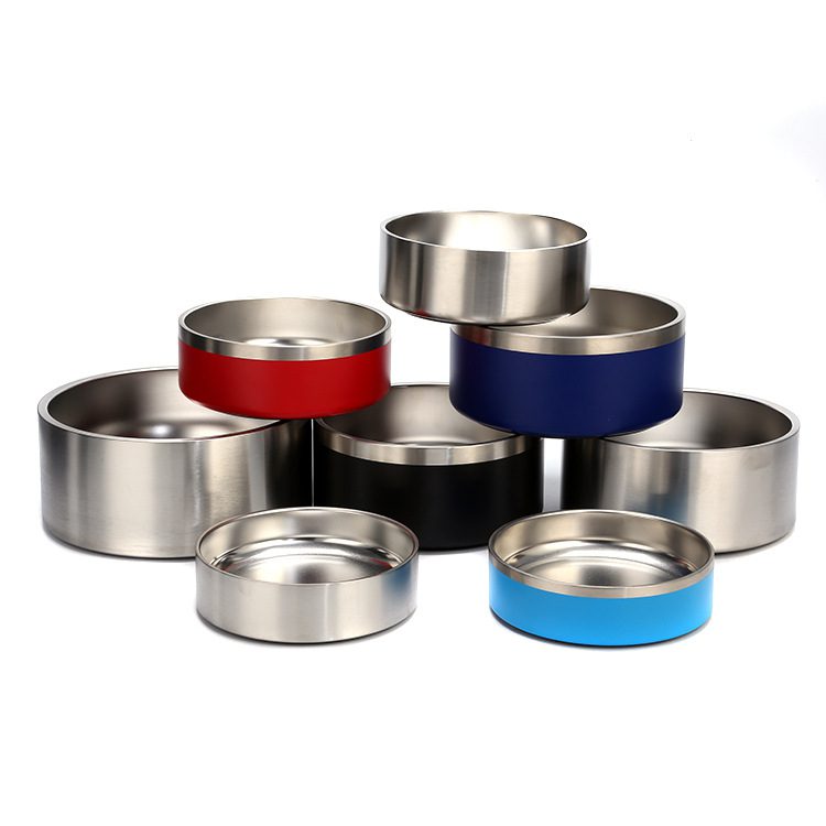 Stainless steel round dog bowl double stainless steel pet bowl large capacity 304 dog bowl dog food bowl