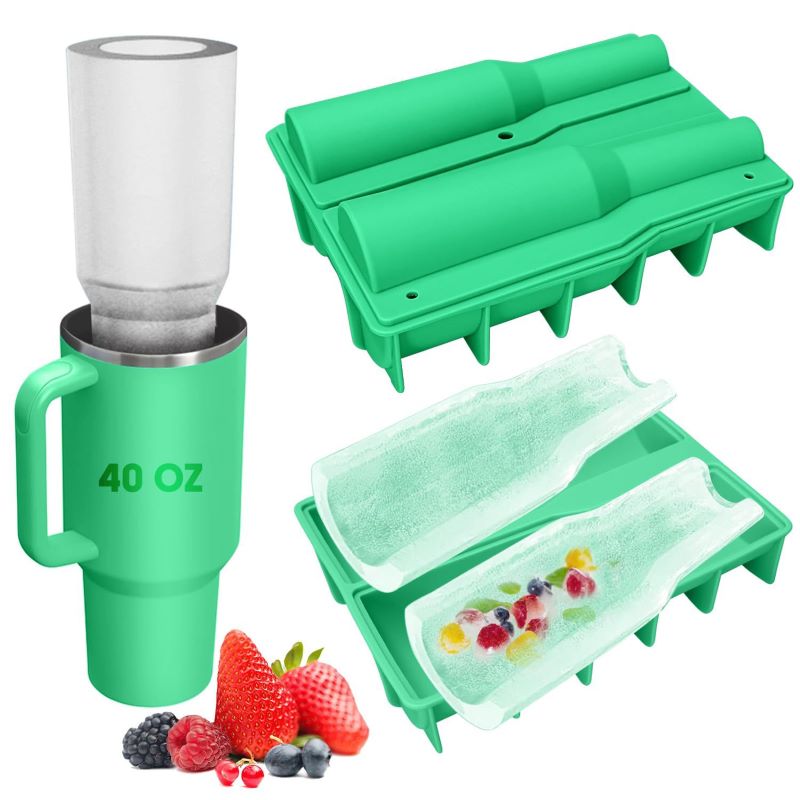 40oz Tumbler Ice Mold for Stanley Cup, 2024 New Upgrade Stanley Cup Ice Cube Mold, Silicone Ice Cube Tray for 40oz Tumbler, 2 Pcs Half Cup Shaped Ice Mold for Chilling Coffee Whiskey