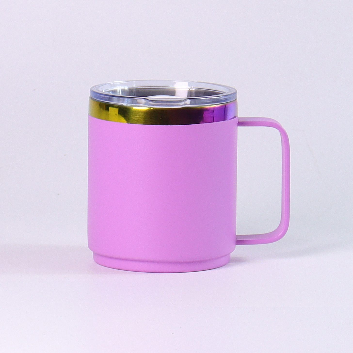 12oz rainbow plating ionplating Coffee Mug Insulated travel mug with magnetic lid - Image 6