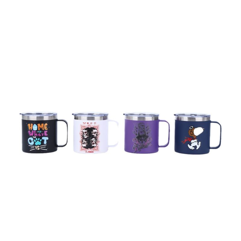 12oz Stainless Steel Insulated Coffee Mug with Handle, Double Wall Vacuum Travel Mug, Tumbler Cup with Sliding Lid
