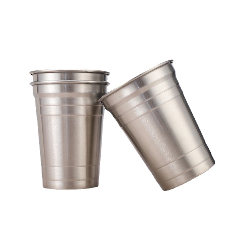 Stainless Steel Cups, Pint Cup Tumbler, Premium Metal Drinking Glasses - Stackable Durable Cup