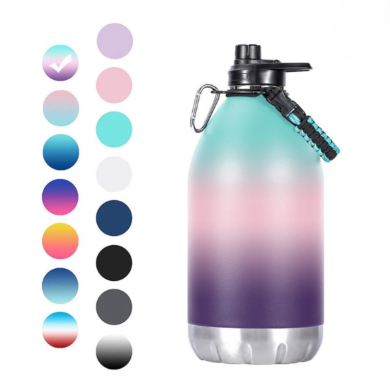 New one gallon stainless steel vacuum insulated jug outdoor sports 128oz pop top water storage jug