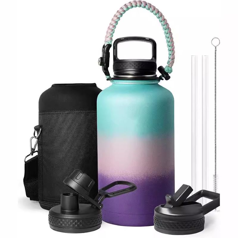 Amazon North America 304 Space Jug, Stainless Steel Sports Bottle Set, 64oz Cooler Mug 32oz Outdoor Insulated Wide Mouth