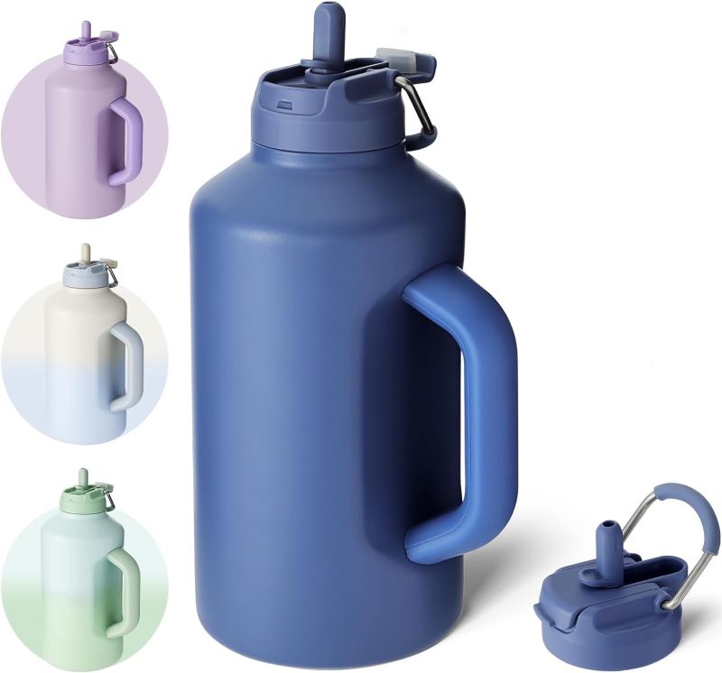 New 64oz stainless steel insulation cup large capacity keep cold straw cup outdoor portable car sports water bottle