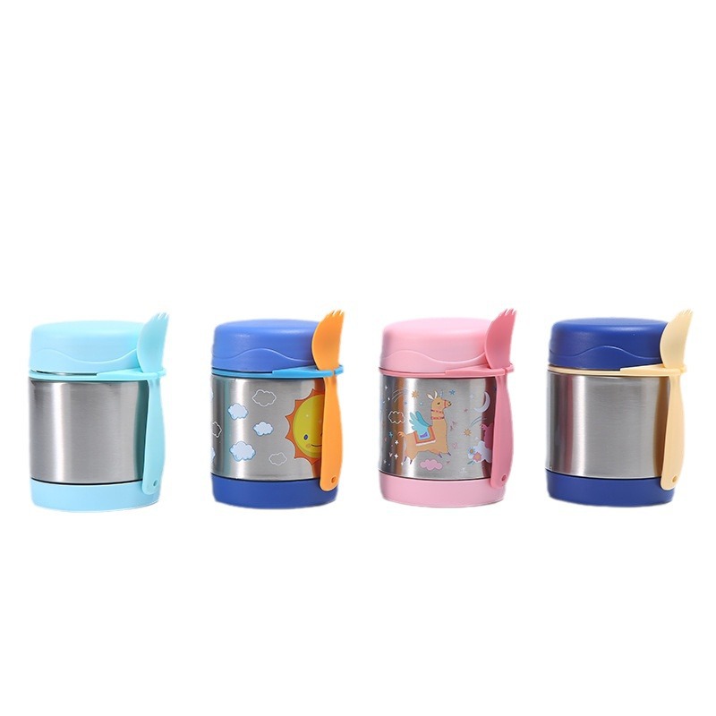 Insulated Food Jar with Cup Lid and Spork - Stainless Steel Insulated Food Container - BPA-Free and Dishwasher Safe