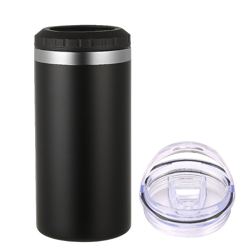 Multifunctional 16oz can cooler, double lid thermos mug, simple car straight body, outdoor sublimation beer mug