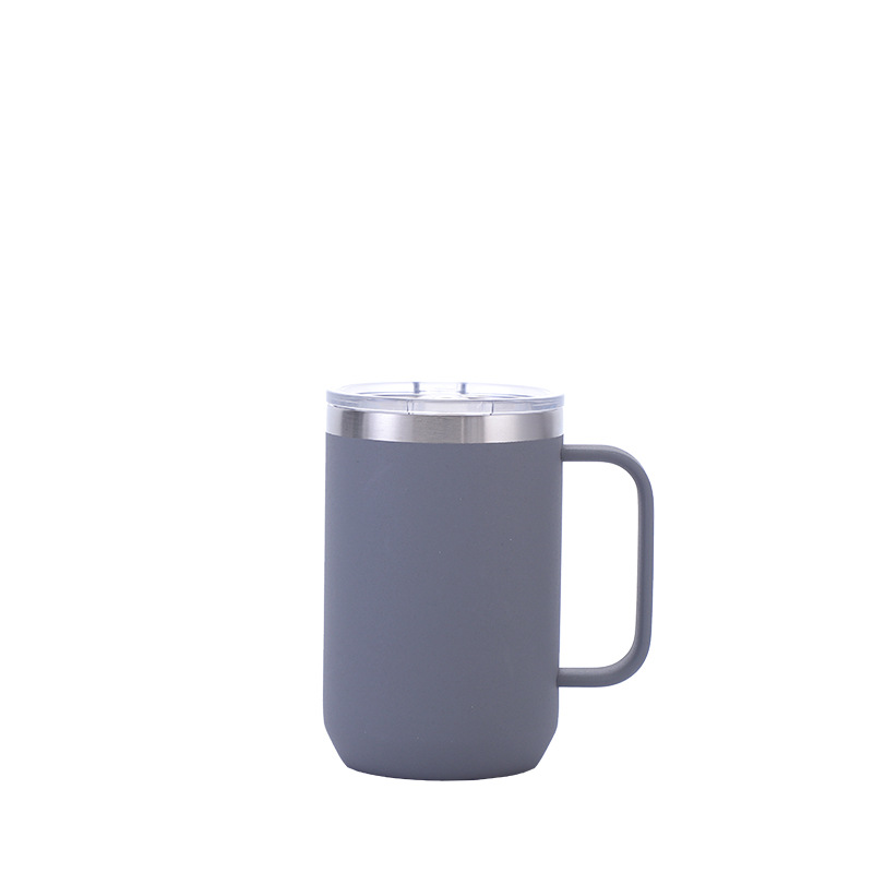 Stainless steel mug direct drink handle, coffee mug double-layer vacuum, can be customized color LOGO