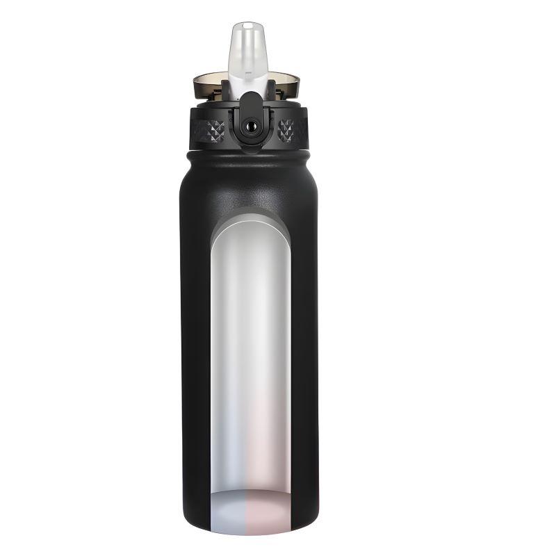 1L Double Layer Insulated Sports Bottle with Handle Gradient Color Amazon optional 3-cap stainless steel cup
