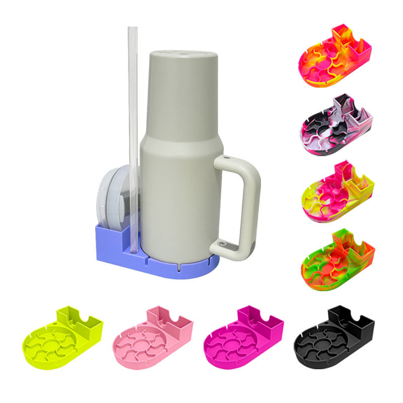 Bottle Drying Rack for Stanley Cup Accessories with Straw Cleaner Brush, Silicone Bottle Fast Dryer Rack, Countertop Water Bottle Holder Compact Storage for Cups Mugs Tumblers Glasses