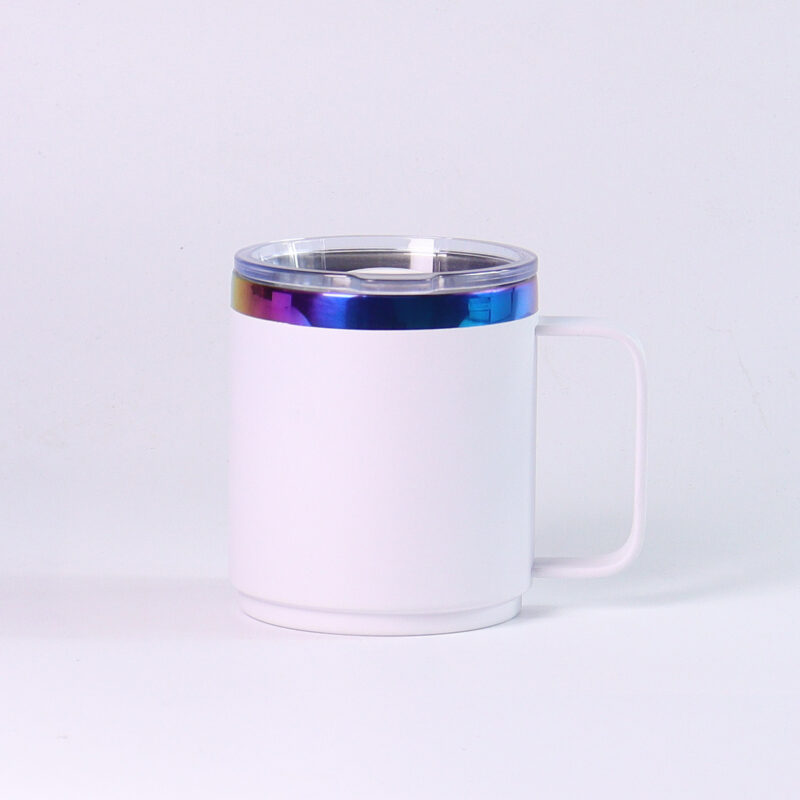 12oz rainbow plating ionplating Coffee Mug Insulated travel mug with magnetic lid - Image 8