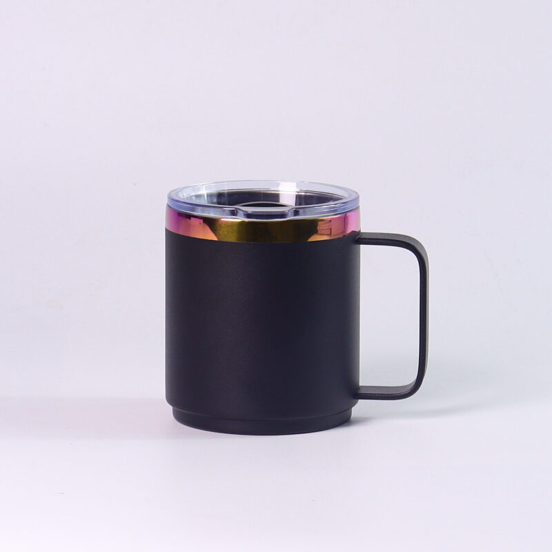 12oz rainbow plating ionplating Coffee Mug Insulated travel mug with magnetic lid - Image 7