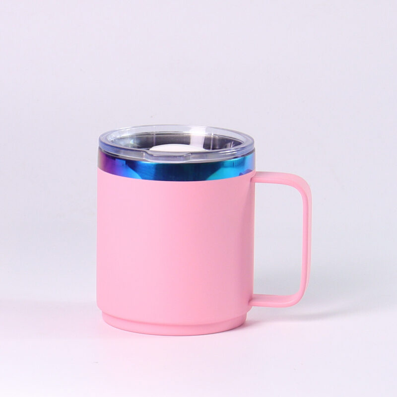 12oz rainbow plating ionplating Coffee Mug Insulated travel mug with magnetic lid - Image 5
