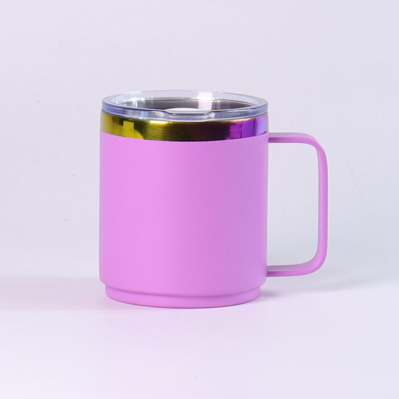 12oz rainbow plating ionplating Coffee Mug Insulated travel mug with magnetic lid - Image 6