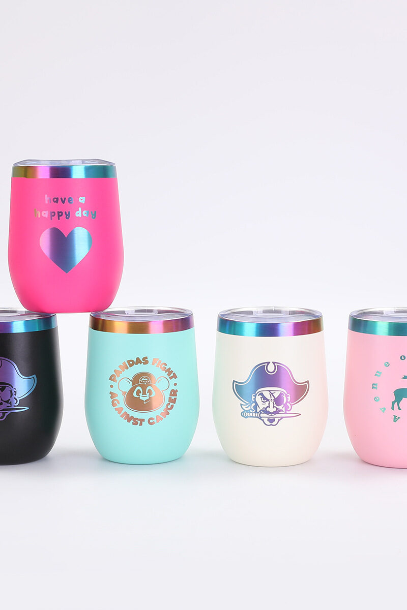 12oz Rainbow Plated 304 Stainless Steel Vacuum Mug Large Capacity Insulation wine tumbler