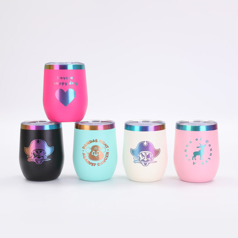 12oz Rainbow Plated 304 Stainless Steel Vacuum Mug Large Capacity Insulation wine tumbler
