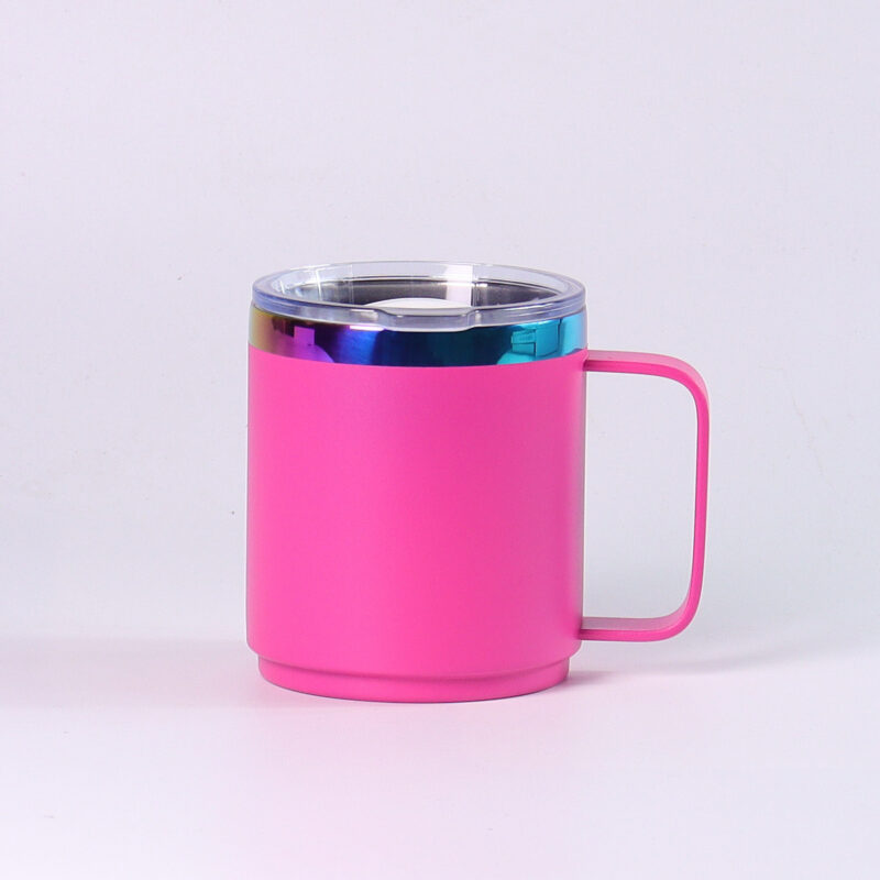 12oz rainbow plating ionplating Coffee Mug Insulated travel mug with magnetic lid - Image 4
